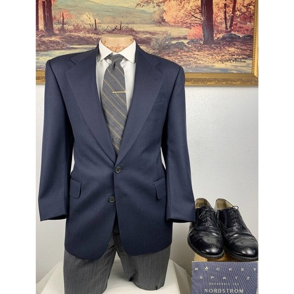 Mickey Spatz Vitale Canonico Blazer Navy Blue Size 40S - Picture 1 of 12